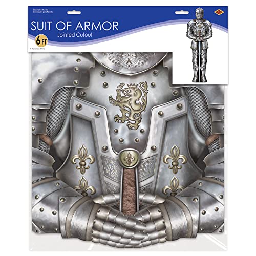 Beistle 57466 Jointed Suit of Armor Knight Cut Out Mittelalterliche Themenparty Wanddekoration Foto Requisite Hintergrund, Paper, Mehrfarbig