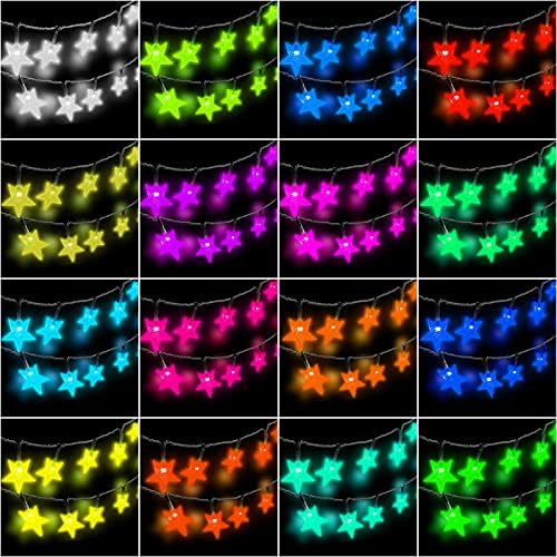 TacoBey Solar Star String Lights, 39FT 66 LED RGB Color Changing Solar Powered Garden String Lights with Remote for Outdoor Garden Patio Yard Deco