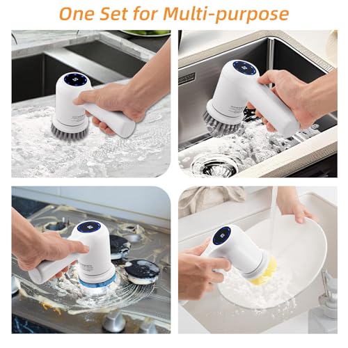 Mcbazel Electric Spin Scrubber,Rechargeable Cordless Electric Cleaning Brush with 5 Replaceable Brush Heads,2 Speeds Led Display & IPX7 Waterproof for Kitchen Bathroom Window Wall Tile - Image 8