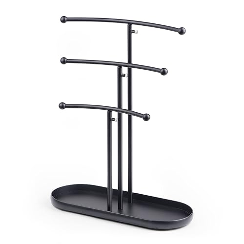 SZQINJI Jewelry Stand Organizer, Metal Jewelry Tree Holder 3-Tier Jewelry