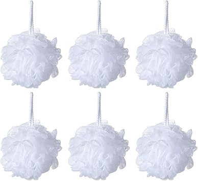 Bath Sponge Loofah Shower Pouf White Mesh Shower Puff Pack of 6 35g/pcs