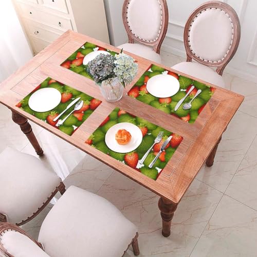 Sets de table durables et résistants motif feuilles de fraisier en PVC