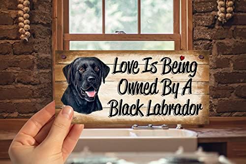Birthday Occasion Black Labrador Wooden Funny Sign Wall Plaque Gift Present Love is Being Owned by A Black Labrador
