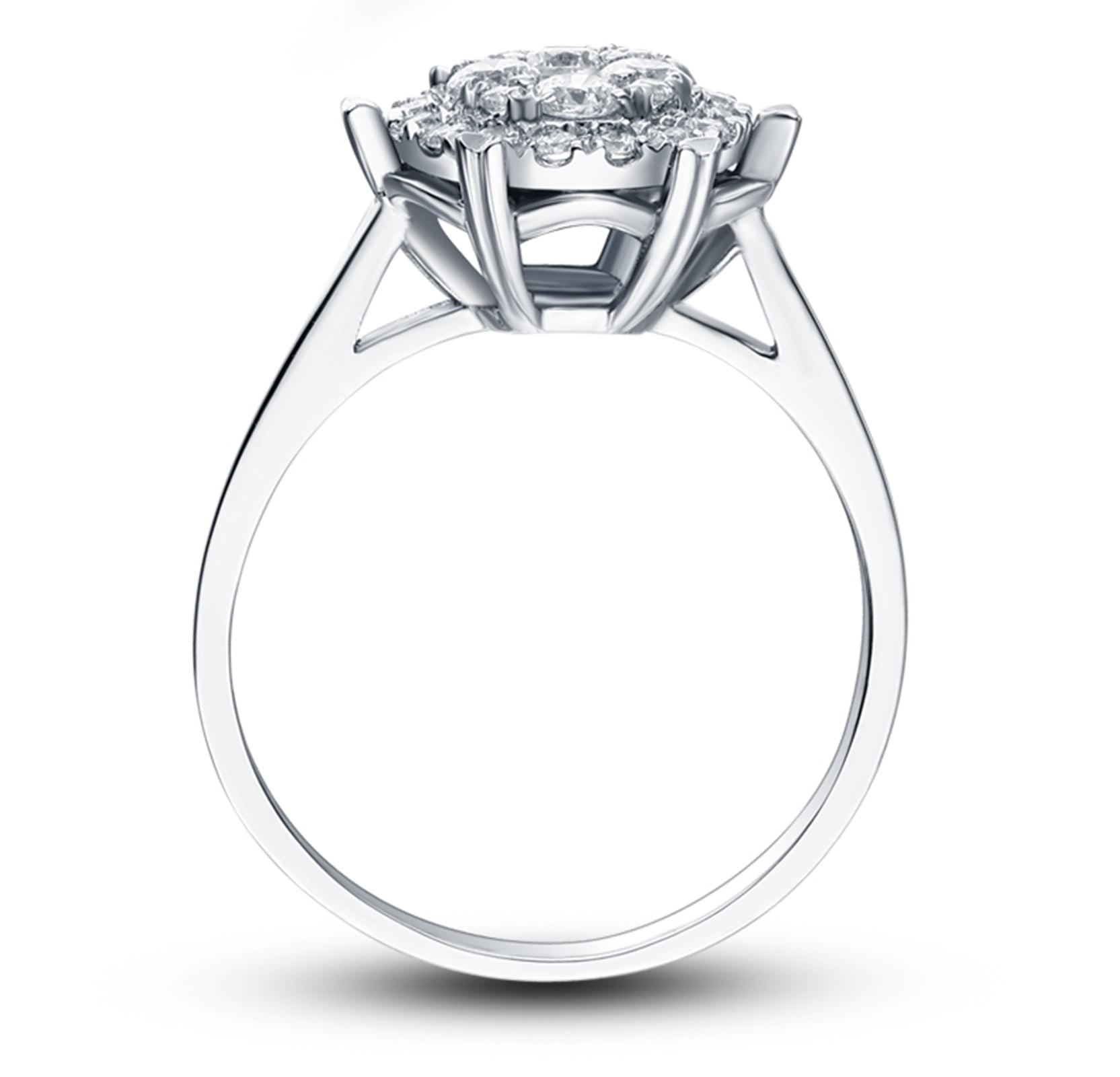 Anello Oro 18Kt Donna, Fedi Nuziali Moderne Bianco Diamante Creato In Laboratorio Fiore Argento Regalo Di Compleanno