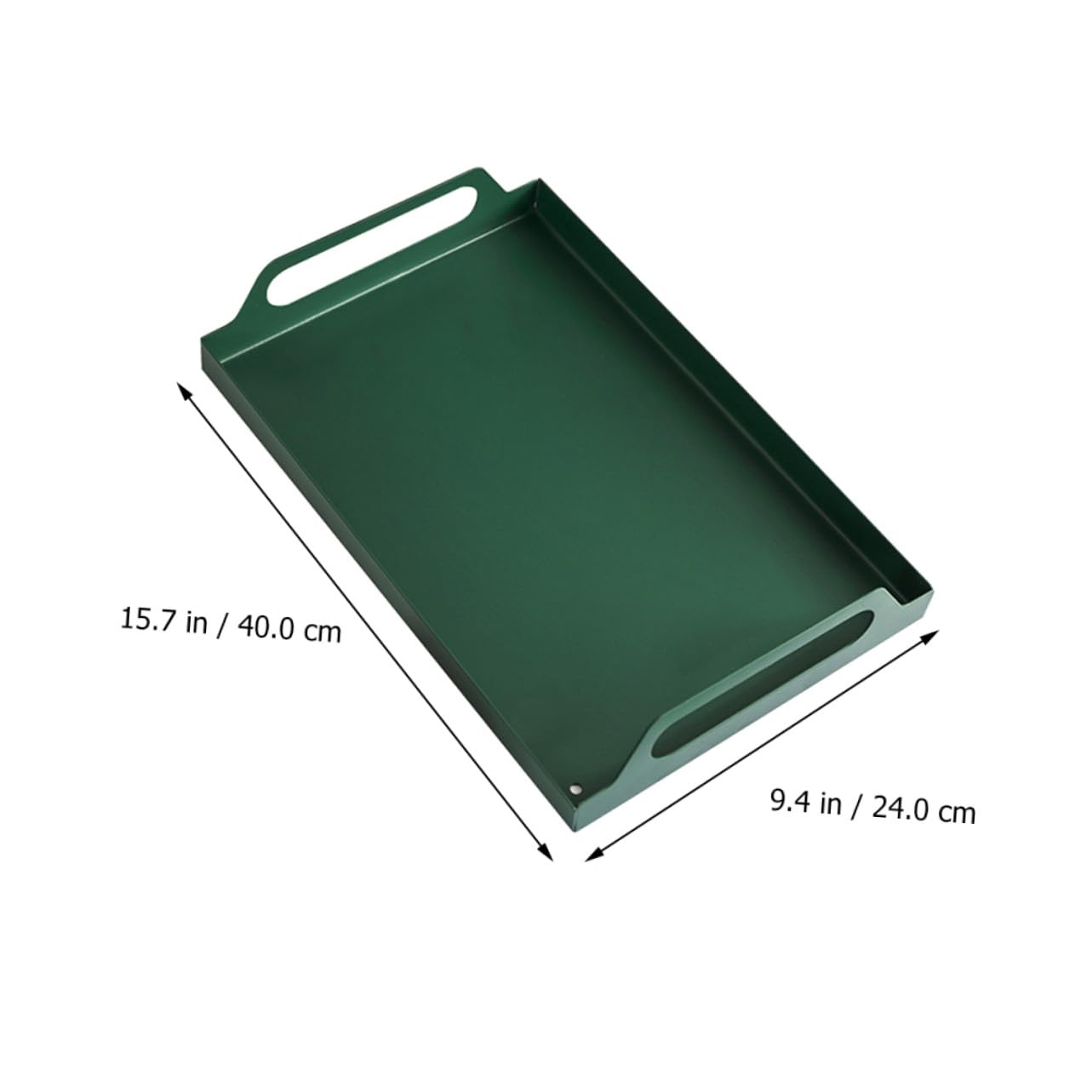 TOYANDONA Bandeja Metálica Rectangular con Asas Resistente para Servir Comida Reuniones Familiares y Eventos Diseño Artesanal Hierro Verde Grande para Aperitivos y Postres