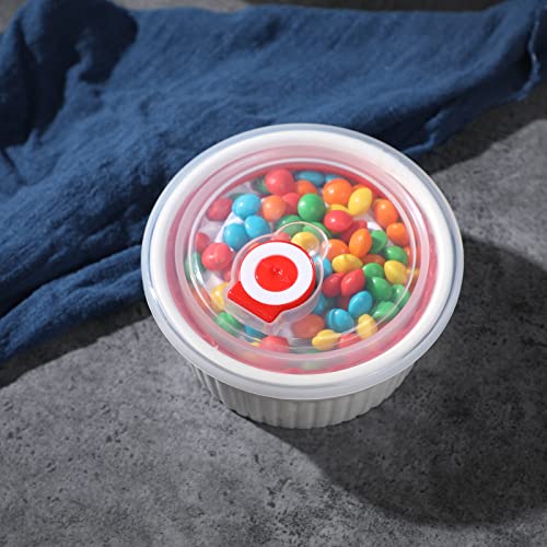 12 Oz Ramekins With Lids - 6 Pcs Porcelain Ramekins Dishes For Souffle,Creme Brulee, Pudding, Custard Cups,Bakeware Bowls Set For Baking,Oven Safe, White (4.5 Inch) #TOP4