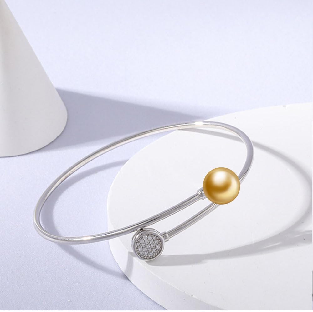 Wife Jewelry Gifts - Genuine South Sea Golden Pearl Jewelry Bracelet for Women, Birthday Jewelry for Girlfriend, Valentine's Day for Wife, Mother's Day for Mom Grandma, Gifts for Her NO33686