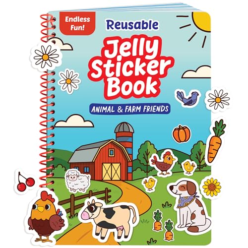 Reusable Jelly Sticker Book - Farm - Washable Stickers for Toddlers & Kids