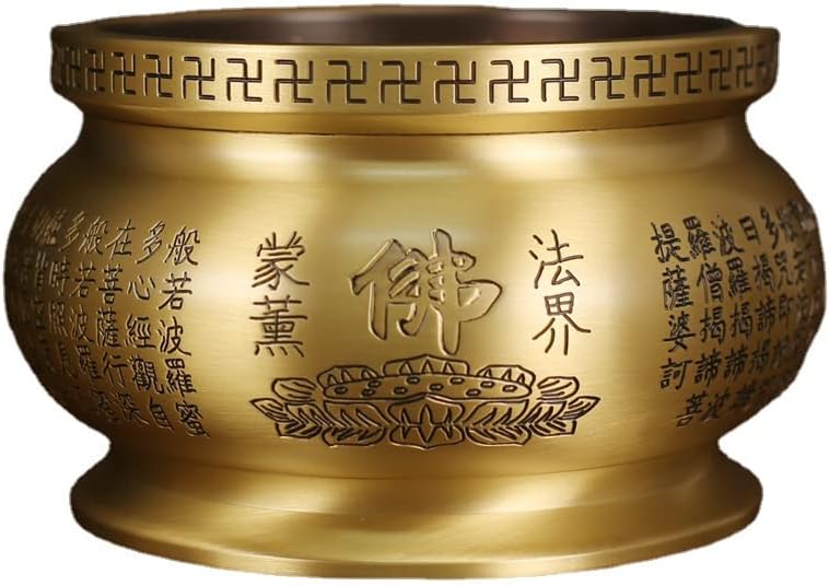 黄铜香炉家用室内插香供奉线香炉三足心经炉铜香炉摆件(1PCS 小号心经炉)