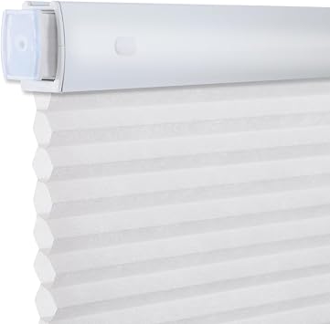 Cordless No Drill Blinds for Windows, Cellular Light Filtering Shades, Tension Shades for Indoor Windows, Room Darkening Shades for Bedroom, Noise Reducing, Pure White