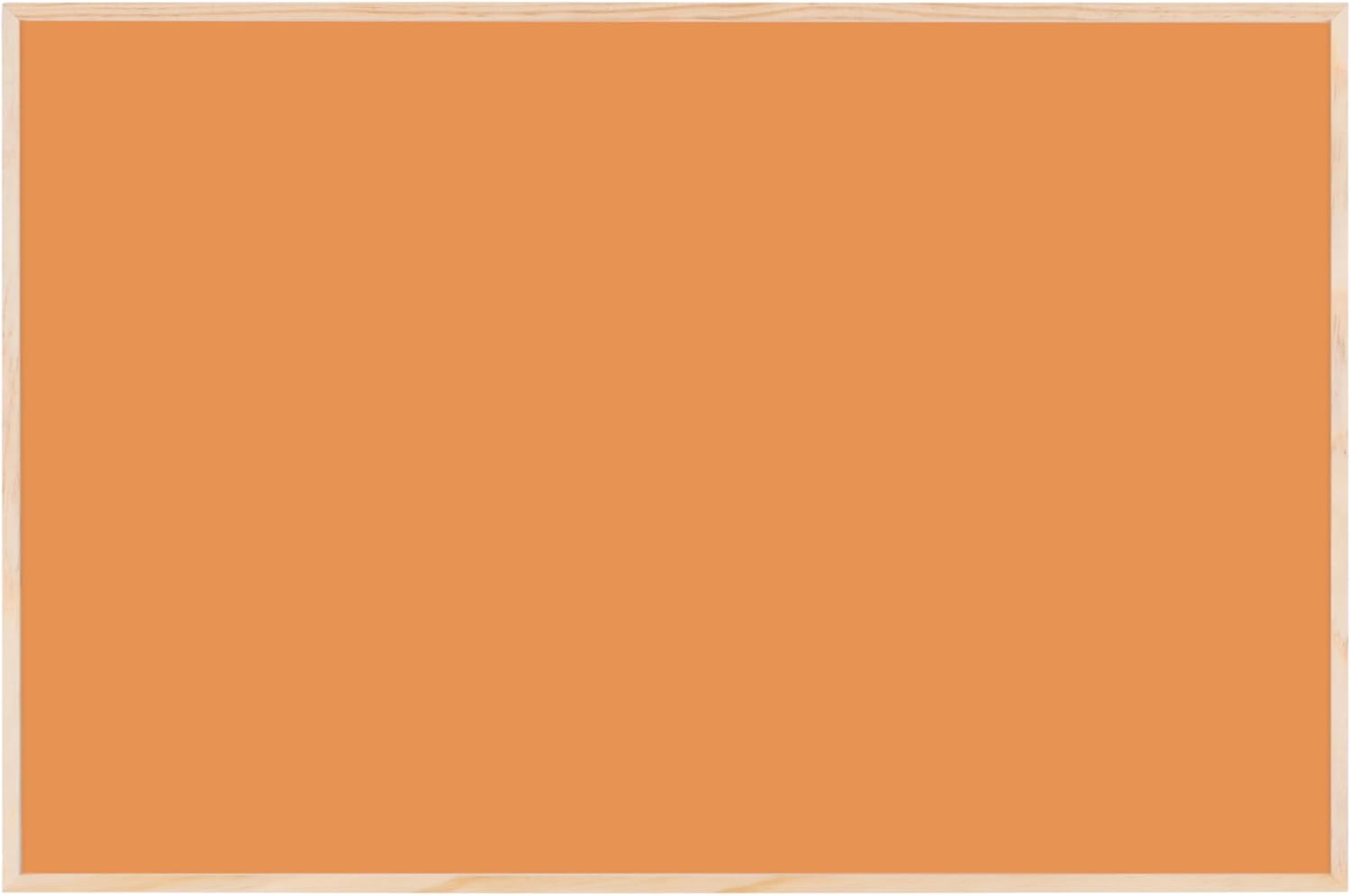 Bi-Office Earth New Basic Tangerine Magnetic Board, 58.5 x 38.5 cm, Lacquered Steel Finish, Natural Wood Frame