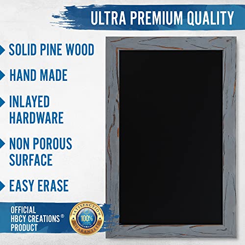 HBCY Creations Rustic Grey Magnetic Wall Chalkboard, Small Size 11" x 17", Framed Decorative Chalkboard - Great for Kitchen Decor, Weddings, Restaurant Menus and More! … (11" x 17")…