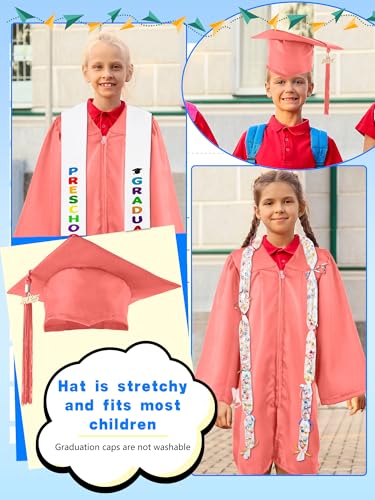 Image of Unisex Kids Kindergarten Graduation Gown Cap Tassel Stole Preschool Graduation Gown Robes Certificate for Boy Girl