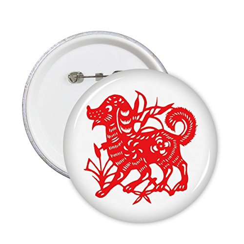 Badge Chien Nouvel An papier art de coupe 5pcs bouton decoration XL