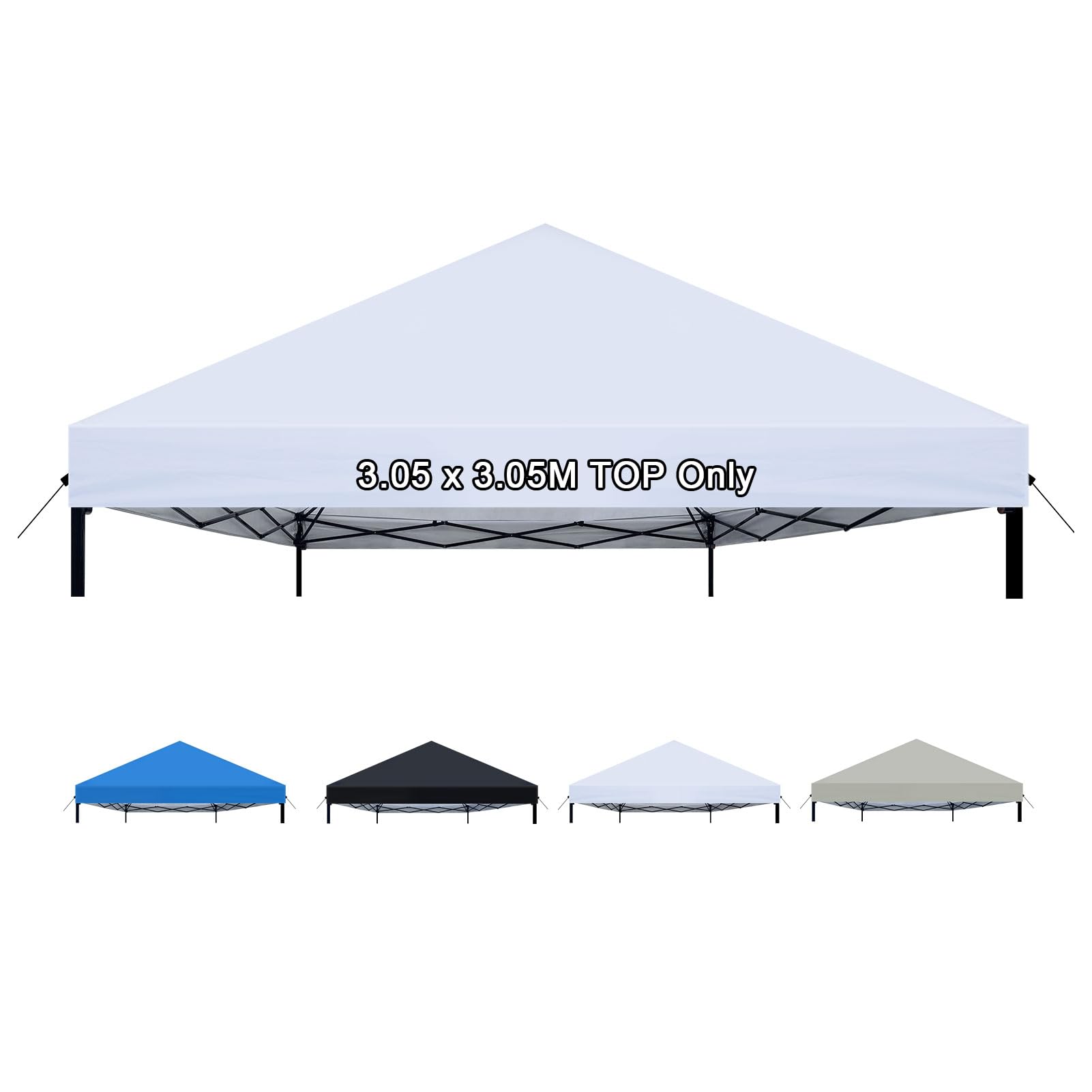 10×10 Canopy Replacement Top Only, Waterproof Pop Up Canopy Tent Top Roof Cover with Ropes, Instant Canopy Top Sunshade Sliver Coated for Outdoor Garden Patio Camping (White,120 Inchs)