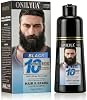 Champú 3 en 1 para barba y cabello negro para hombre, tinte instantáneo para canas en 10 minutos, champú colorante para barba y bigote que reduce las canas, con extracto de plantas para un vello facial saludable 2