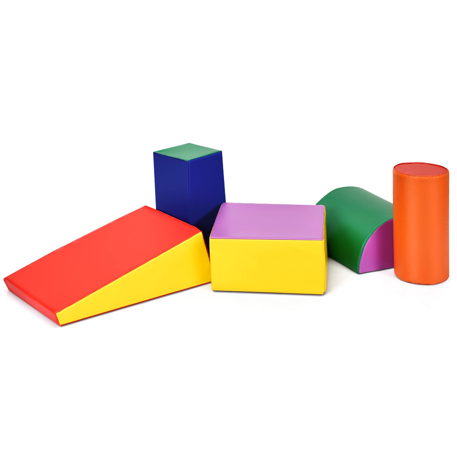 GOPLUS Juego de 5 Piezas Bloques de Espuma Grandes para Bebé, Conjunto de Juguetes Construcción de PP y EPE, Jueguetes Multicolores Educativos para Bebé de 6 Meses a 3 Años