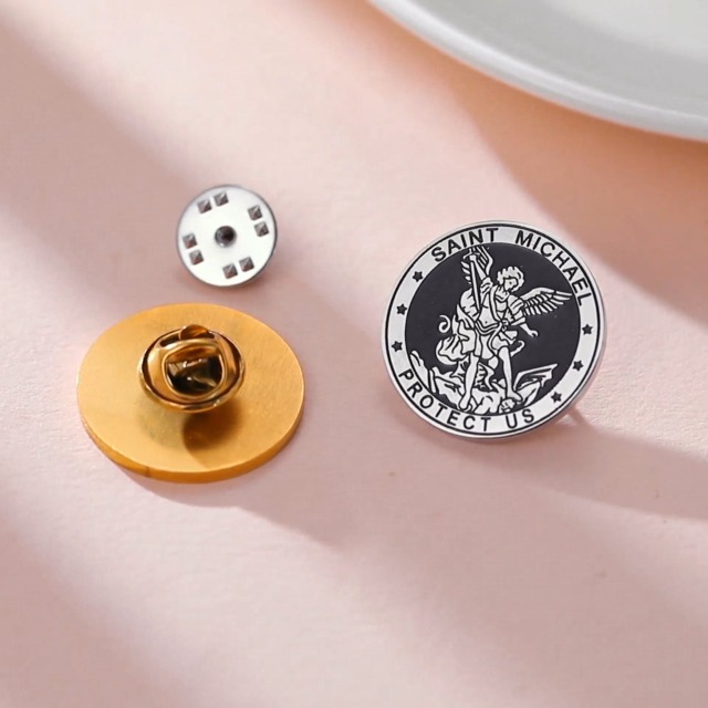 Gemelli Da Polsino San Michele Arcangelo - Acciaio Inox - Gioiello Religioso Da Uomo - Regalo Per Sposo, Padre, Battesimo
