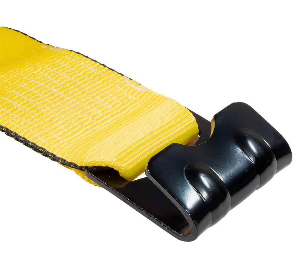 PM 2" Ratchet Strap Tie Down With J Wire Hook – 30' Long, For Flatbed Truck Or Trailer, Hay Strap