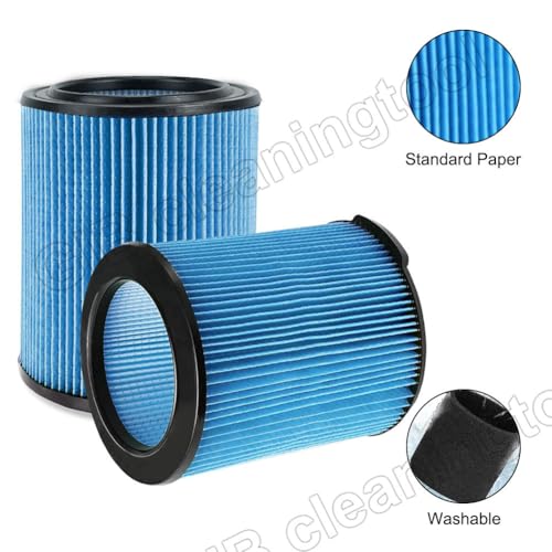 2 Pack VF5000 Filters for Rigid Shop Vac 5-20 Gallon Wet Dry Vacuums and Also Fit for Husky Vacuum 6-9 Gallon with 2 Pack Foam Sleeve