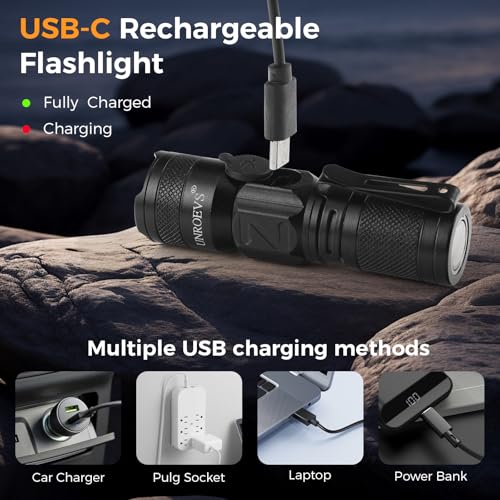 Rechargeable Mini Flashlight with Magnet,Pocket Flashlights High Lumens with Clip,1200 Lumens Compact LED Small Light and Long Range,EDC Flash Light for Everyday Carry.
