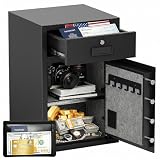 Xyvaly 5.1 Cu Ft Heavy Duty Drawer Safes Home Safe with Fireproof and Waterproof Bag Safe Box with Digital Keypad Alarm System Removable Shelf for Cash Files Office Hotel
