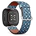 CJBROES Replacement Leather Watch Band, Compatible with Fitbit Versa 3 and Fitbit Sense of Wristband Bracelet Accessory - Brushed Squares Textured