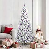 Árbol de Navidad artificial plegable verde 180 cm PE y PVC con iluminación LED 8 modos para interior y exterior
