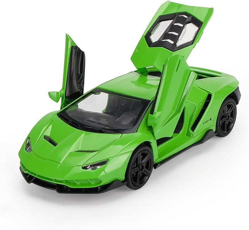 Alloy Collectible Green Lambo Toy Cars Model Pull Back Vehicles Diecast with Light & Sound
