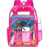 Clear Backpack, Transparent Bookbag Heavy Duty See Through Backpacks for Women - Rose