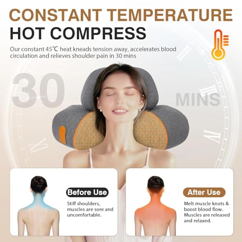 Drepint Nackenmassagegerät mit Wärme Elektrisch necline 3-in-1 Massager Nackenmassagekissen Entspannungskissen für Nacken Aktualisieren Zervikales Massagekissen