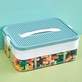 Toys Organizer Storage Case for Lego Box Kids Toy Stackable Building Blocks with Lids Bins Adjustable Lego Storage Containers Plastic Toy Box Green 1 Layer