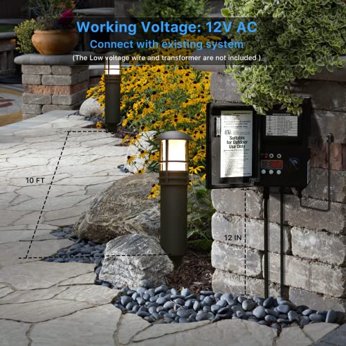 Goodsmann Low Voltage Pathway Lighting 8Pk Bollard Landscape Lights Kits 3W 3000K Warm White Led Wired Path Lights 120 Lumens Metal Outdoor Brown Finish Walkway/Driveway Lights With Stakes Connectors #TOP4