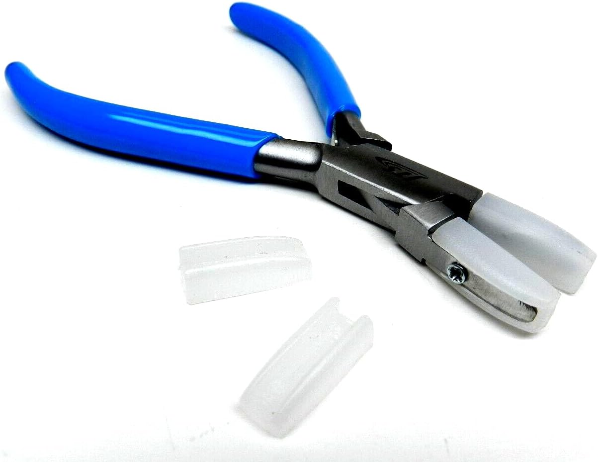 Pliers Flat Nylon Jaws Nose Jewelry Bead Wire Work Tool Straighten Wire Plus, Extra Set of Nylon Jaws Included By JTS