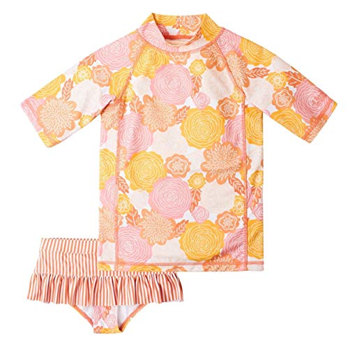 Image of UV SKINZ UPF 50+ Girls 2pc Pop Stripe Swim Set-Sunset Bloom (5 Years)