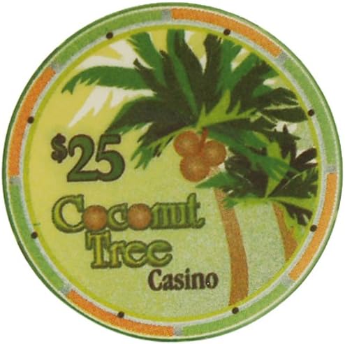 Trademark Poker Ceramic Coconut Tree 100 Poker Chips (25-Piece), 10gm