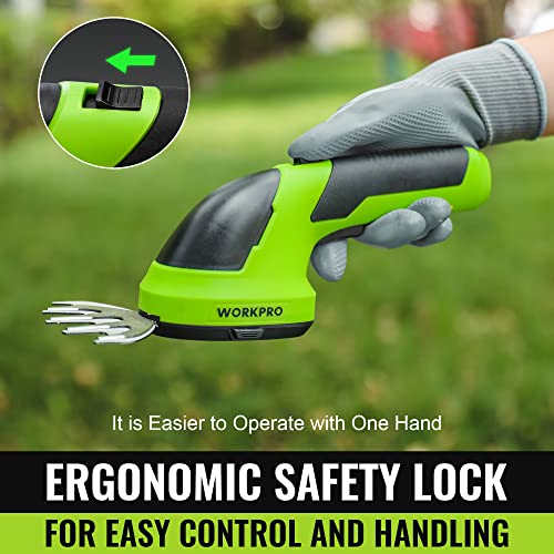 Workpro Cordless Grass Shear & Shrubbery Trimmer - 2 In 1 Handheld Hedge Trimmer 7.2V Electric Grass Trimmer Hedge Shears/Grass Cutter Rechargeable Lithium-Ion Battery And Type-C Cable Included #TOP3