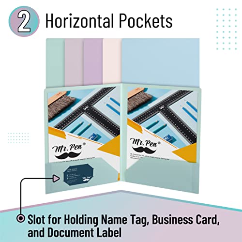 Mr. Pen- Plastic Folders With Pockets, 5 Pcs, Muted Pastel Colors, Pocket Folders, 2 Pocket Plastic Folders, File Folders With Pocket, Plastic Pocket Folder #TOP3