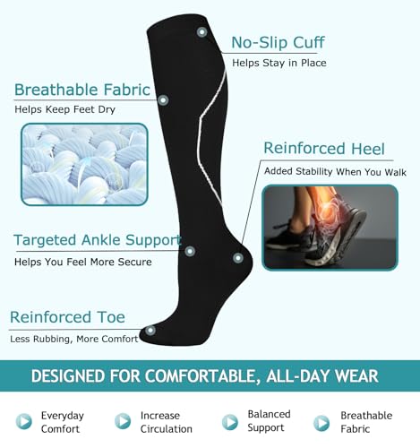 Image of 8 Pairs Compression Socks for Women & Men,Support Compression Stockings for Medical Running Athletic