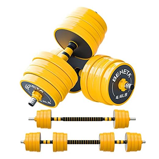 BENETA Adjustable Barbell, 88lbs Adjustable Dumbbell Set, Weight Dumbbell Set, Multifunction Free Weights Dumbbell Barbell Set, with Non-Slip Rubber Protective Cover, for Men, Home, Gym