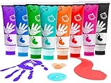 TOGOU2S Colori a Dita per Bambini Atossici Con Testa In Spugna 8 Colori Lavabile 75 ml/tubo, Colori a Dita Adatto per i Regali di Educazione Precoce dei Bambini, Pittura Fatta a Mano