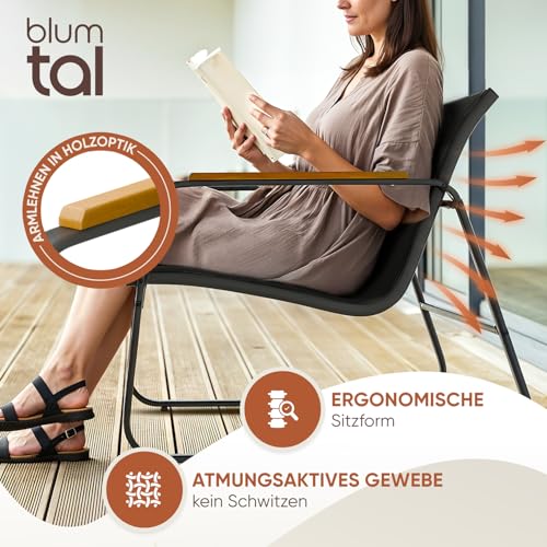 Blumtal Gartenmöbel Set 3er - Balkonmöbel Set für 2 Personen - 2 x Sessel + 1 x Tisch - Stahl Garten Möbel - Balkon Lounge Gartenmöbel - Gartenlounge - wetterbeständige Terrassenmöbel Anthrazit