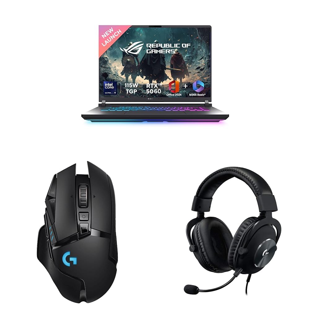 ASUS ROG Strix G16 Gaming Laptop,Intel Core Ultra 9 275HX+8GB RTX 5060,16GB RAM,1TB SSD with Logitech G502 LS Wireless Gaming Mouse, 25000DPI Programmable and Logitech GProX Wired Gaming Headset-image-28