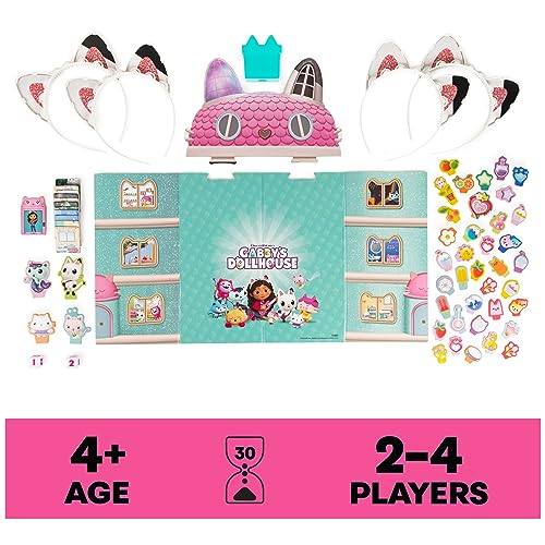 Image of Gabby's Dollhouse, Meow-Mazing Board Game Based on The DreamWorks Netflix Show with 4 Kitty Headbands, for Families & Kids Ages 4 and up
