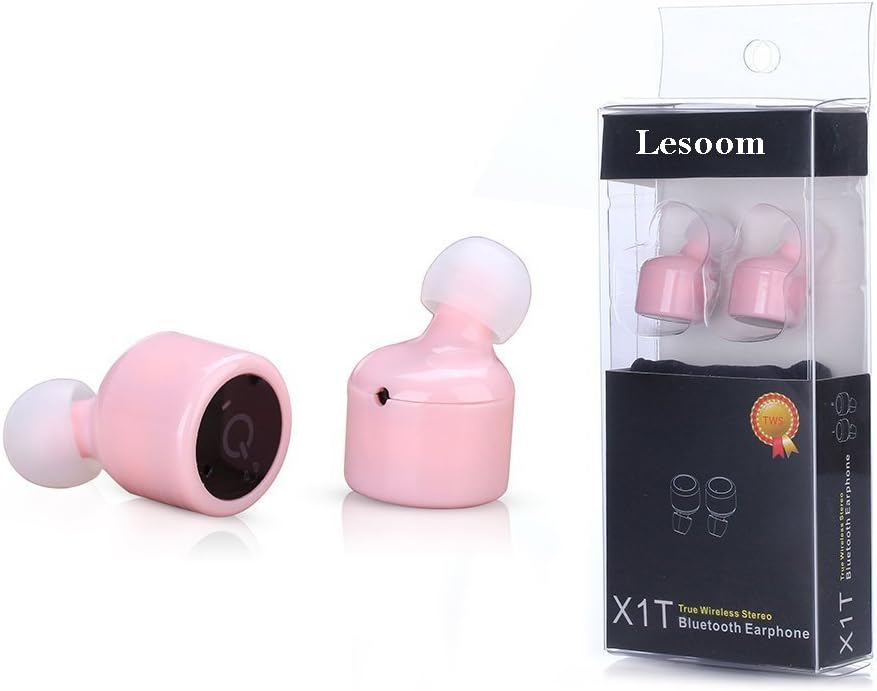 Wireless Invisible Earbuds,Lesoom Mini Sports Headphones True Wireless Bluetooth V4.2 Invisible Stereo Surround Sound Earpiece With Mic For iPhone 5 5S Galaxy S5 S6 Note 4 5 iPad Laptop -Pink