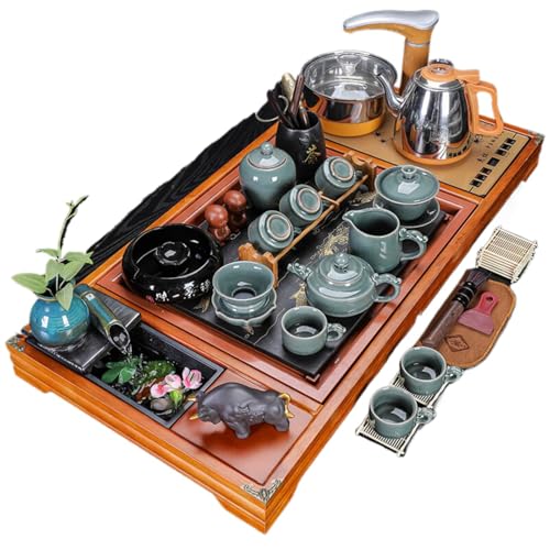 Tetera eléctrica de fácil limpieza con apagado automático y juego de té