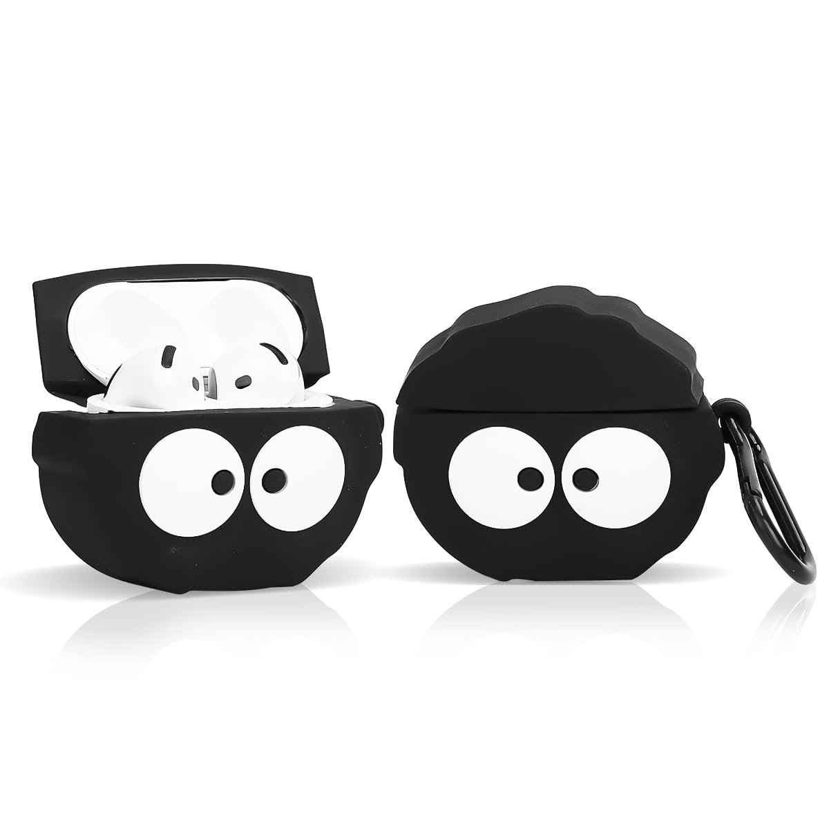 Pack de 4 fundas bonitas para AirPods 4 auriculares (2024), XMBYGY funda de carga de silicona con dibujos de caricatura, a prueba de golpes, con mosquetón para hombre, mujer, adolescente (CATpk+AVO+