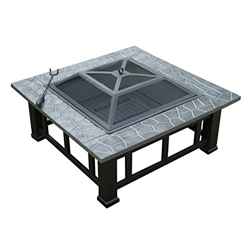 Outsunny Square 32" Outdoor Backyard Patio Metal Firepit #TOP3