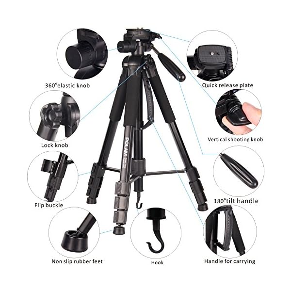 POLAM-FOTO Professionelles Stativ Aluminium Stativ mit Tasche für Canon/Nikon/Sony DSLR/SLR Kamera Stativ Stativ/Monopod… – Bild 3