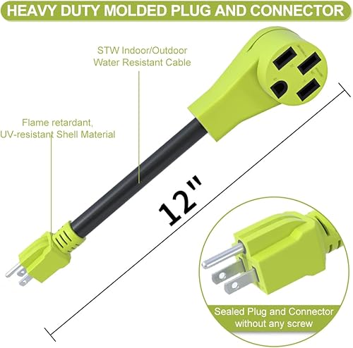 Miniatura 8 de AOWEITOUR Cable adaptador RV de 30 amperios a 50 amperios, NEMA TT-30P macho a hembra 14-50R Dogbone, para caravana, remolque, cámper, resistente,